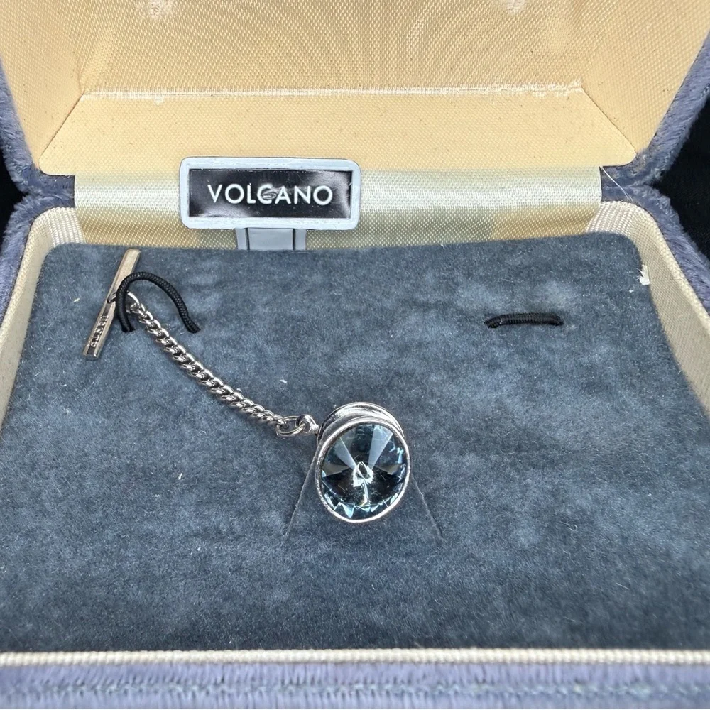 Vintage Dante Hughes & Hatcher Cufflinks & Tie Tack Set Volcano Black Stone